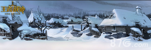 王者战神概念规划图—荒无人烟的雪山村庄
